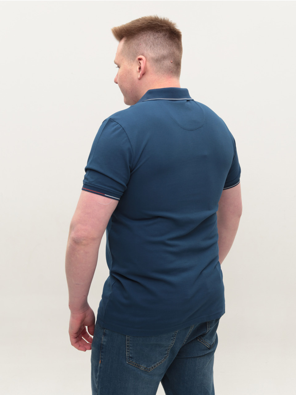Поло чоловіче синє пряме короткий рукав 9606-1