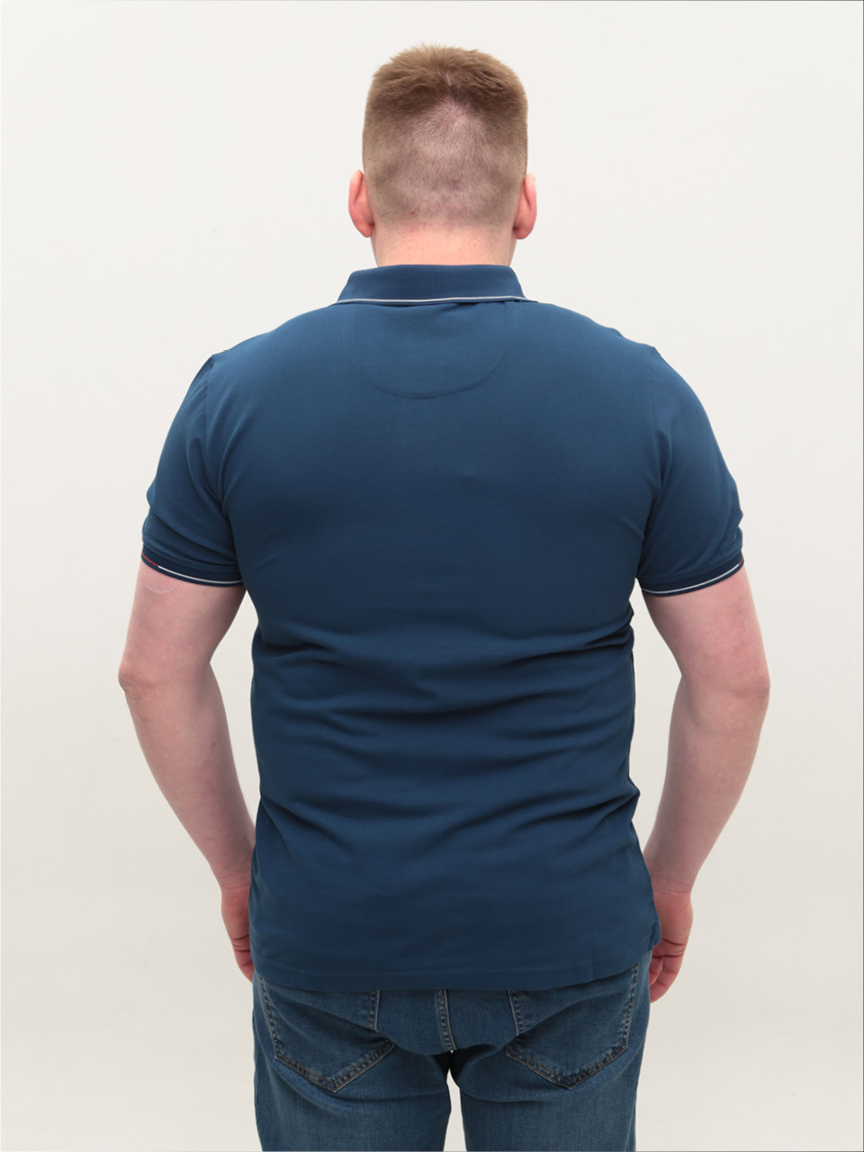 Поло чоловіче синє пряме короткий рукав 9606-1