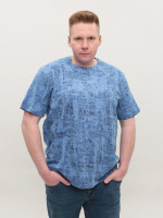 Футболка мужская синяя прямая с принтом 117-1