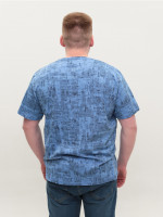 Футболка мужская синяя прямая с принтом 117-1