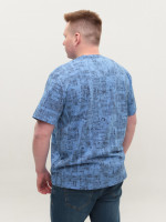 Футболка мужская синяя прямая с принтом большие размеры 117-B-1