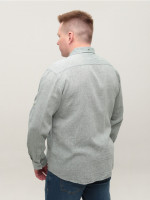 Рубашка мужская зеленая льняная длинный рукав 8412-12