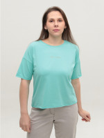 Футболка женская ментоловая прямая с надписью 1835-16-T