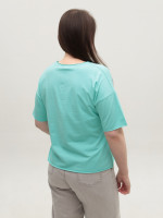 Футболка женская ментоловая прямая с надписью 1835-16-T