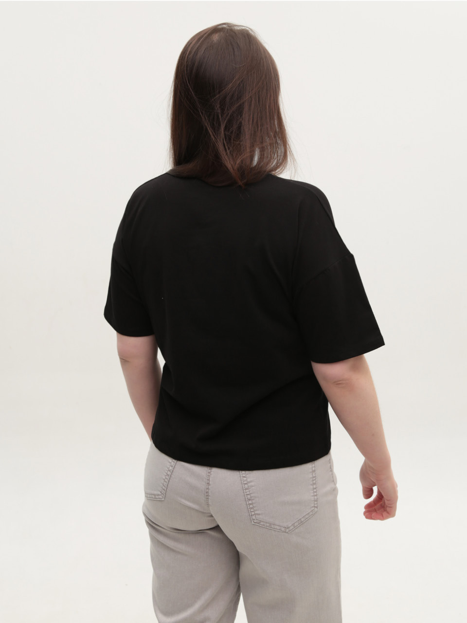 Футболка женская черная свободная 2709-01-T