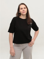 Футболка женская черная свободная 2709-01-T
