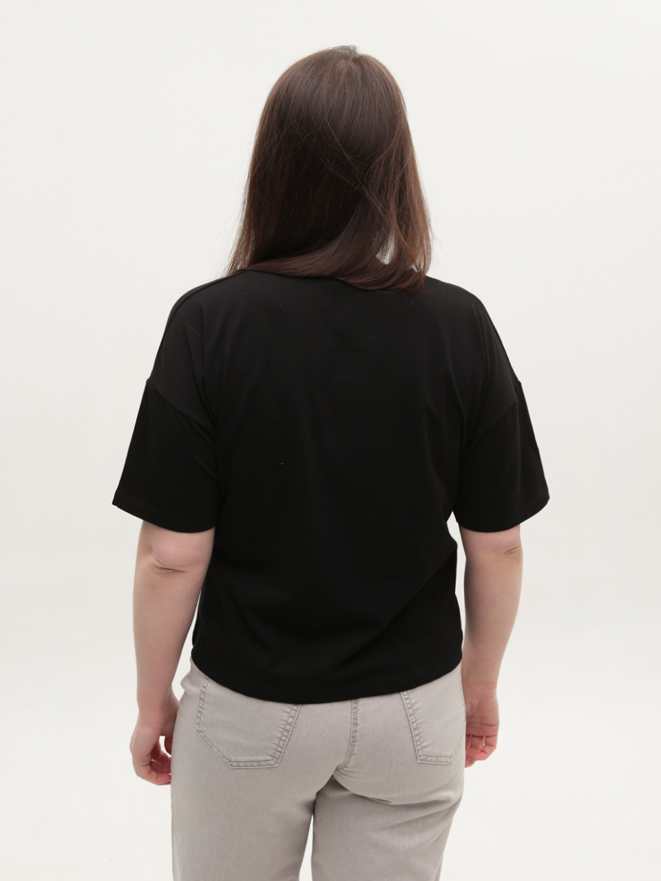 Футболка женская черная свободная 2709-01-T
