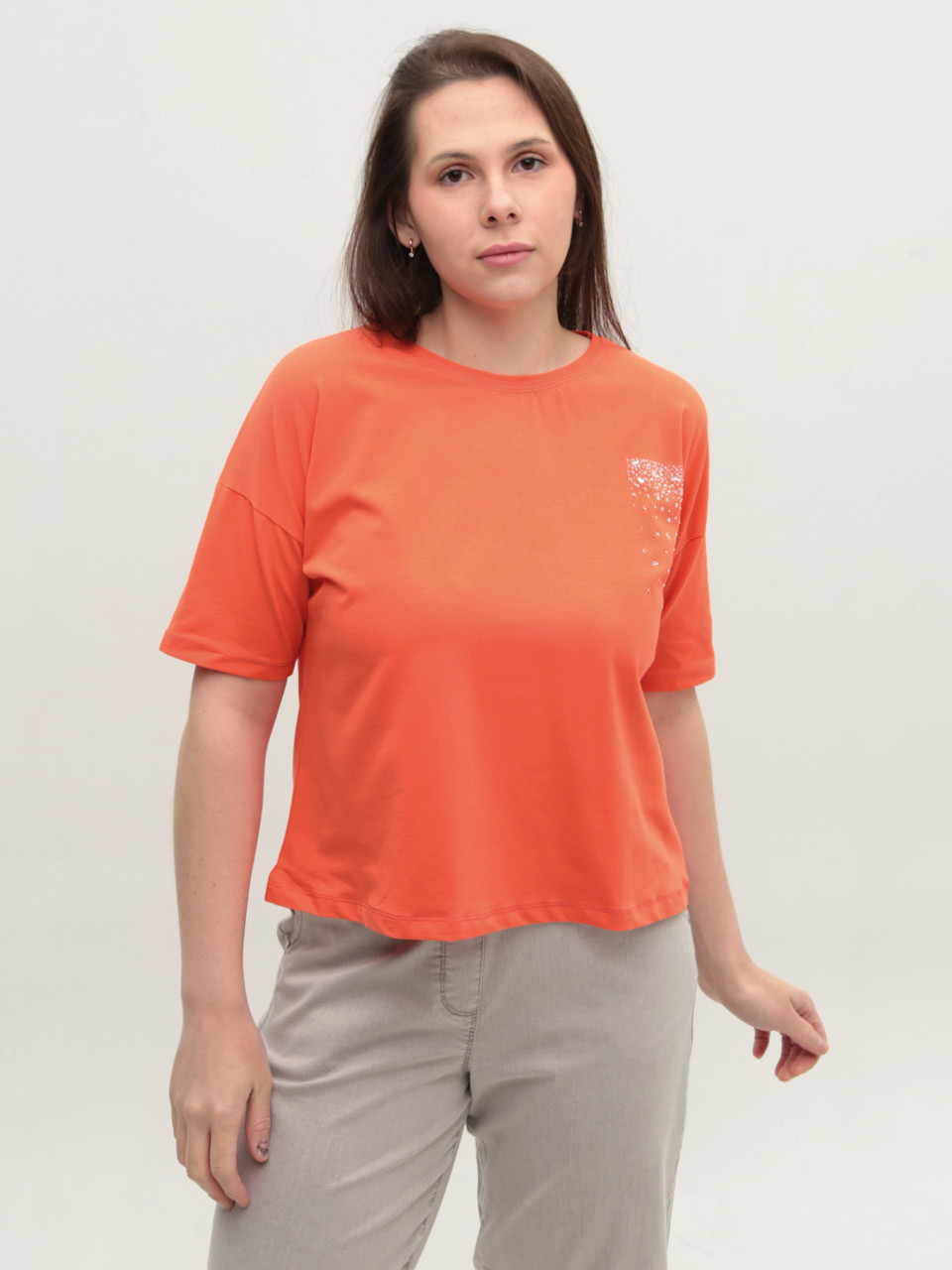 Футболка женская коралловая свободная 2709-12-T