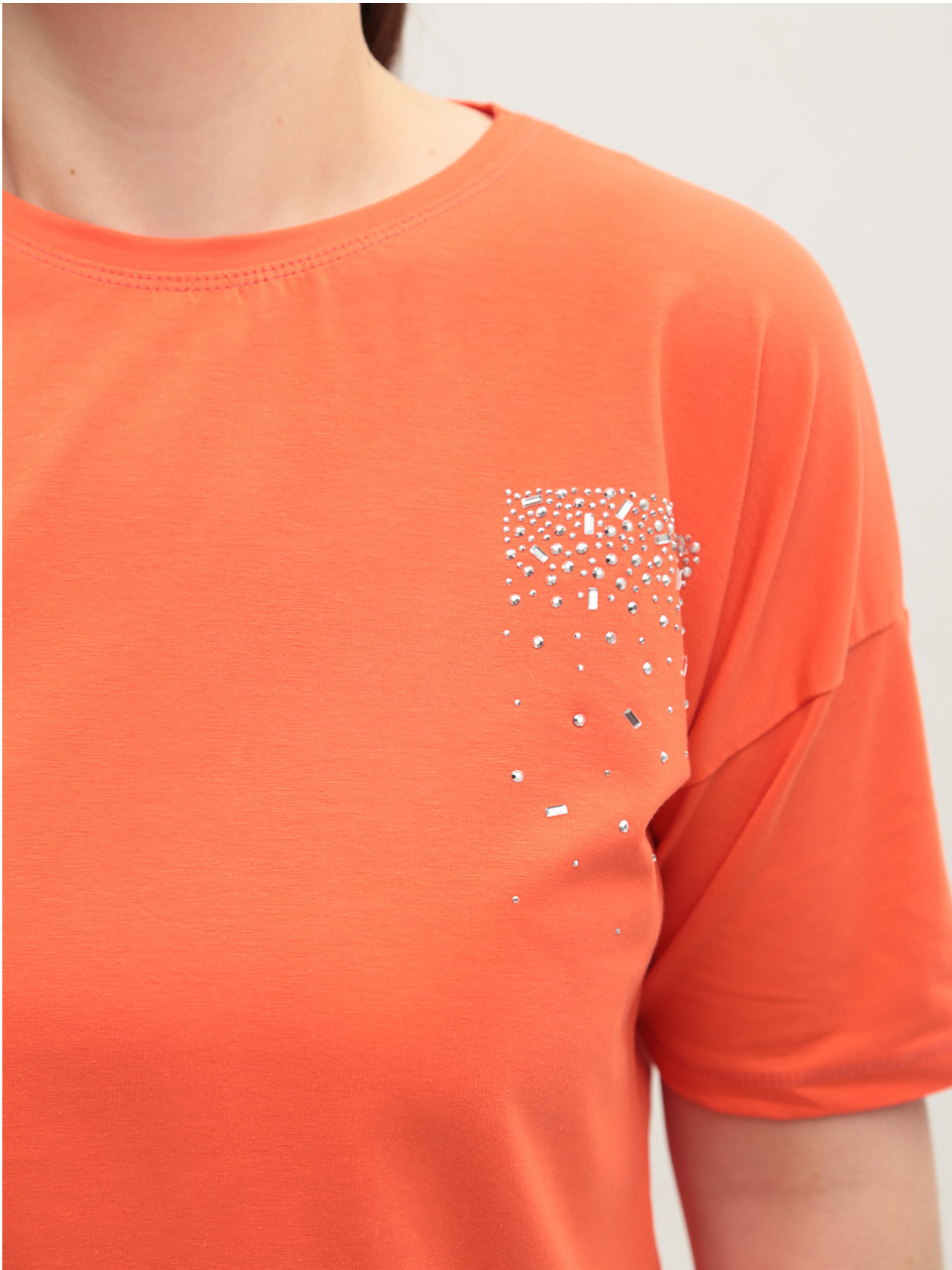 Футболка женская коралловая свободная 2709-12-T