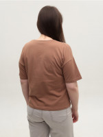 Футболка женская коричневая с надписью 2713-14-T