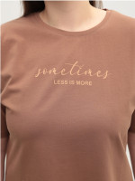 Футболка женская коричневая с надписью 2713-14-T