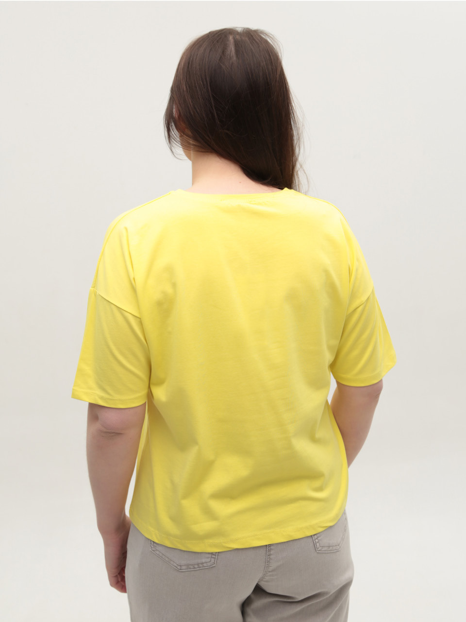 Футболка женская желтая с надписью 2713-15-T