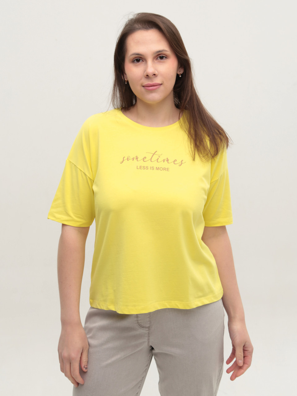 Футболка женская желтая с надписью 2713-15-T