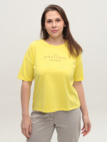 Футболка женская желтая с надписью 2713-15-T