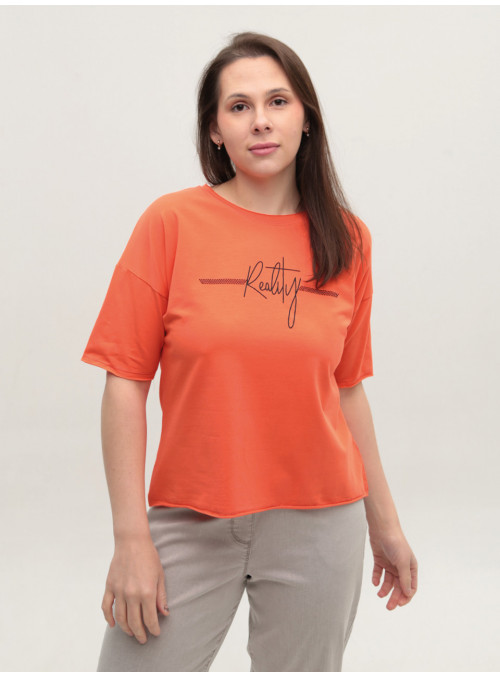 Футболка женская коралловая...