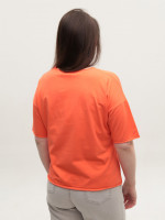 Футболка женская коралловая с надписью 2718-12-T