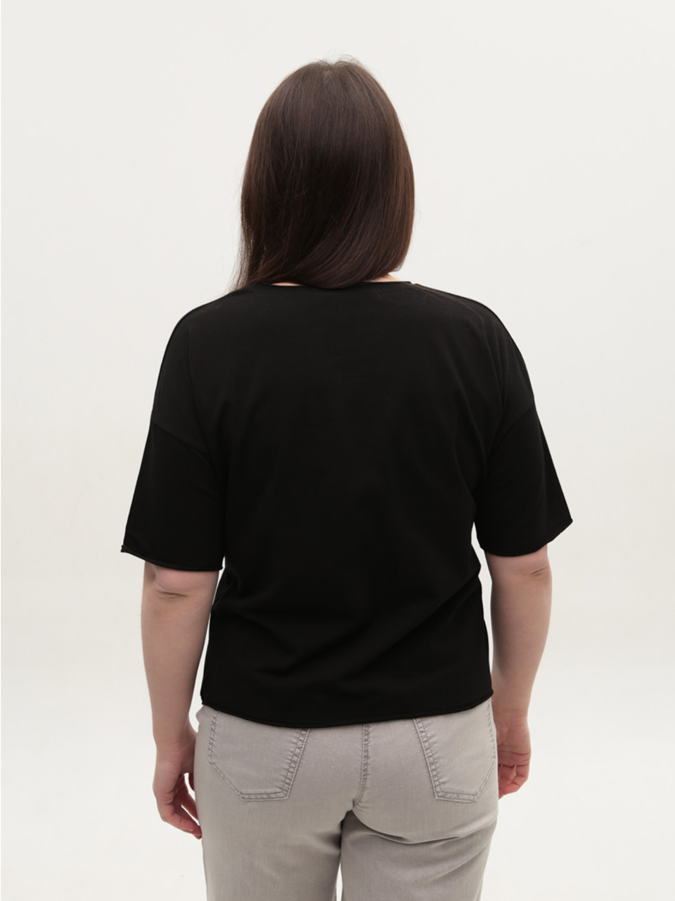Футболка женская черная с надписью 2718-01-T