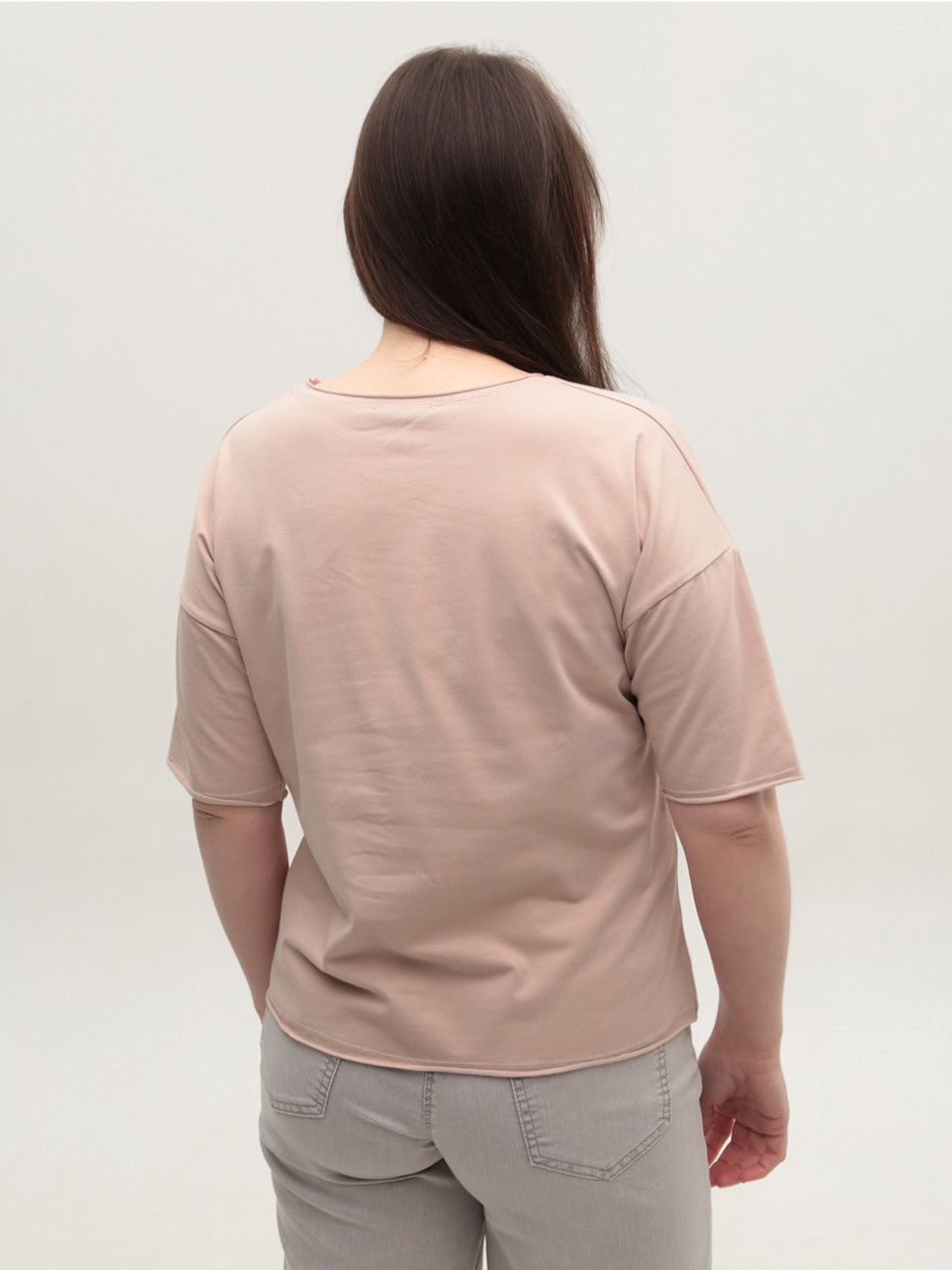 Футболка женская бежевая с надписью 2718-11-T