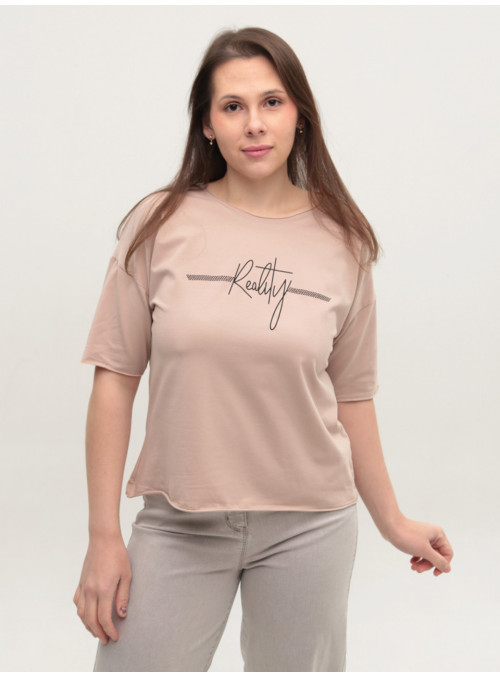 Футболка женская бежевая с...