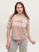 Футболка женская бежевая с надписью 2718-11-T