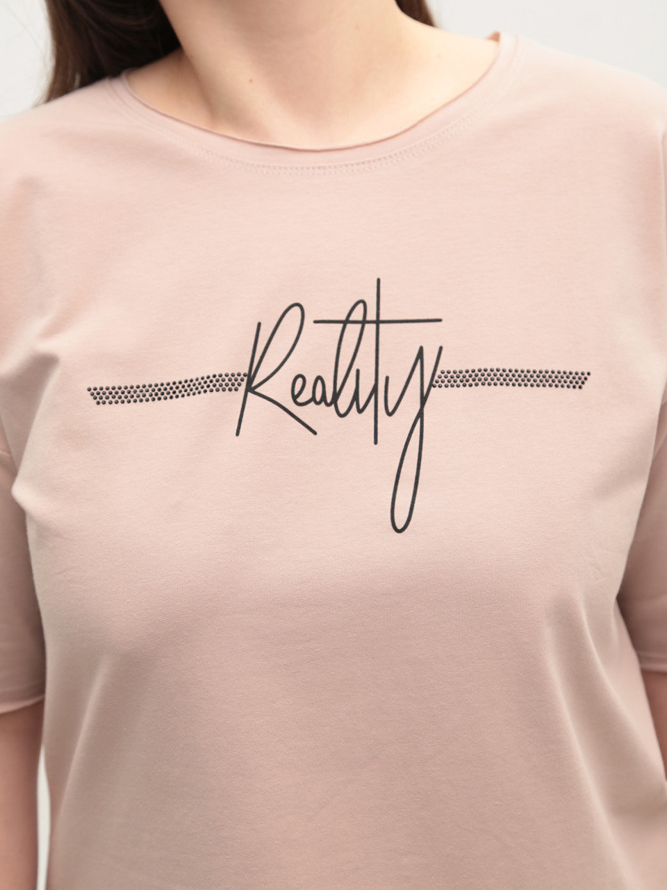 Футболка женская бежевая с надписью 2718-11-T