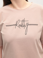 Футболка женская бежевая с надписью 2718-11-T