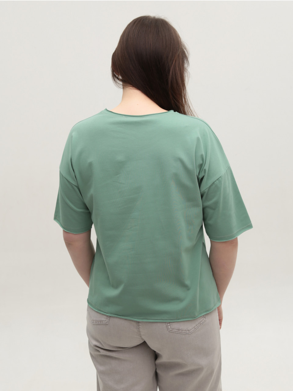 Футболка жіноча зелена з написом 2718-13-T