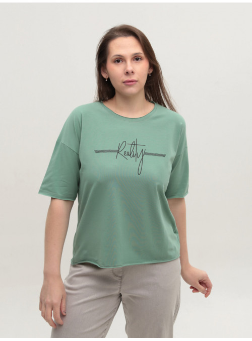 Футболка женская зеленая с...