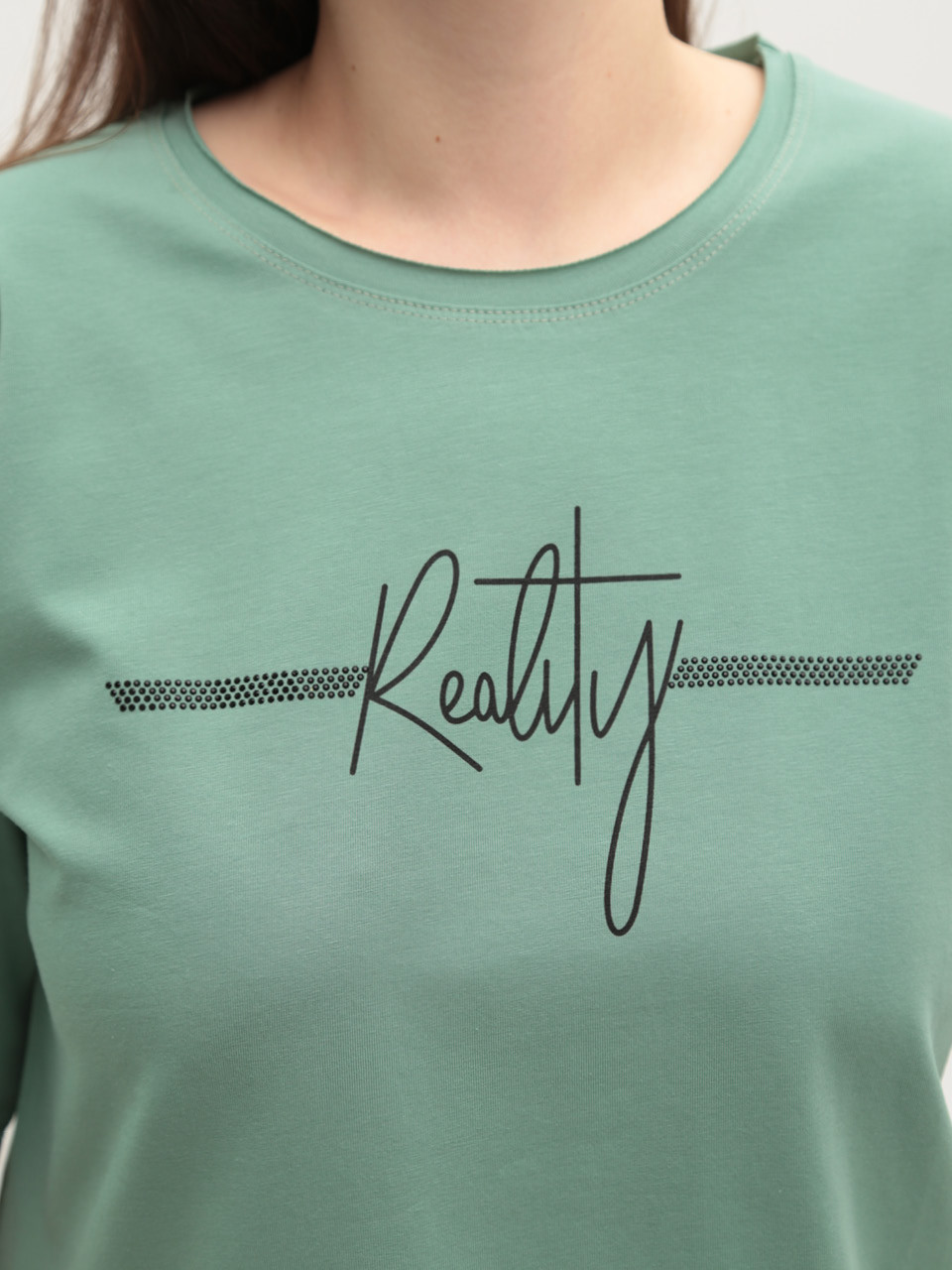 Футболка жіноча зелена з написом 2718-13-T