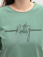 Футболка жіноча зелена з написом 2718-13-T