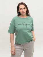 Футболка жіноча зелена з написом 2718-13-T