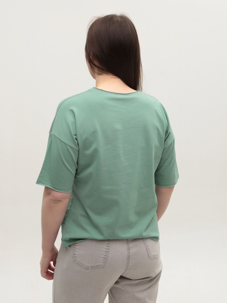 Футболка жіноча зелена з написом 2718-13-T