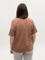 Футболка женская бежевая широкая 7375-11-T