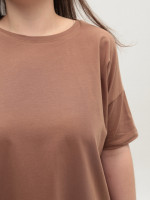 Футболка женская бежевая широкая 7375-11-T