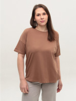 Футболка женская бежевая широкая 7375-11-T