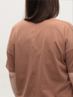 Футболка женская бежевая широкая 7375-11-T