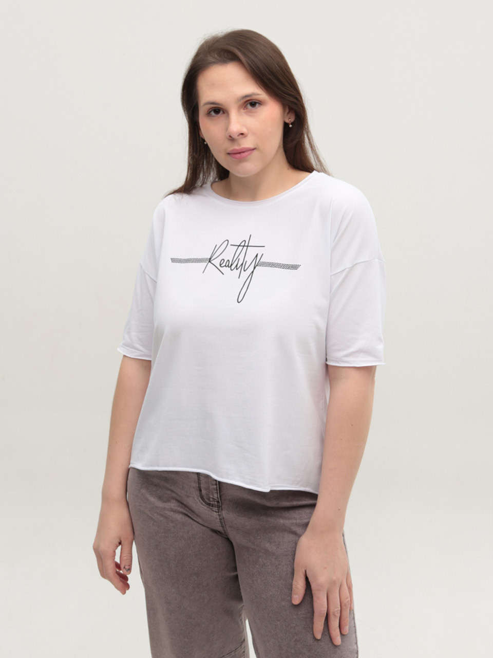 Футболка женская белая с надписью 2718-00-T