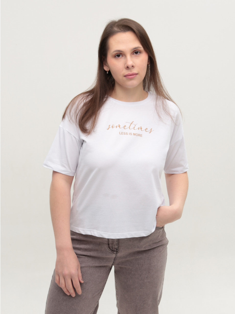 Футболка жіноча біла з написом 2713-00-T