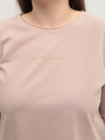 Футболка жіноча світло-бежева з написом 1835-11-T