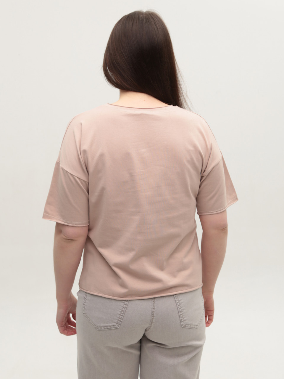Футболка жіноча світло-бежева з написом 1835-11-T