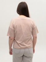 Футболка жіноча світло-бежева з написом 1835-11-T