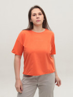 Футболка женская коралловая с надписью 1835-12-T