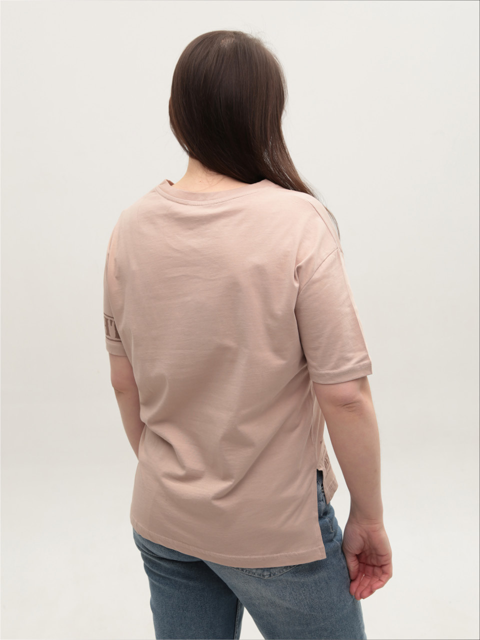 Футболка женская бежевая свободная 965-2