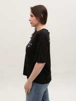 Футболка жіноча чорна тонка вільна 35-08