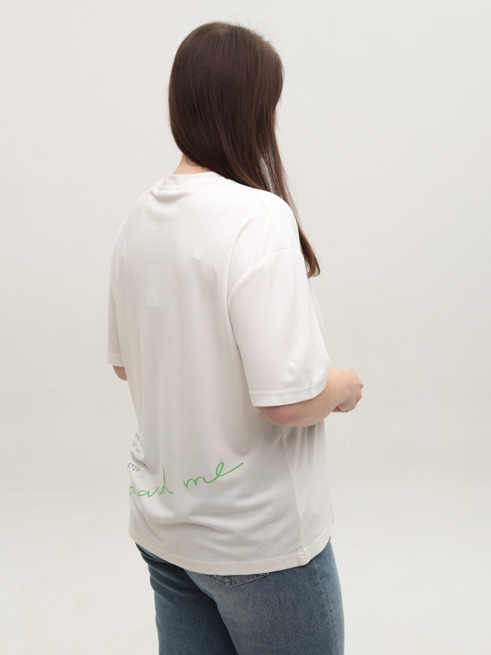 Футболка женская белая тонкая свободная 15-10-T