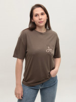 Жіноча футболка хакі тонка вільна 15-09-T