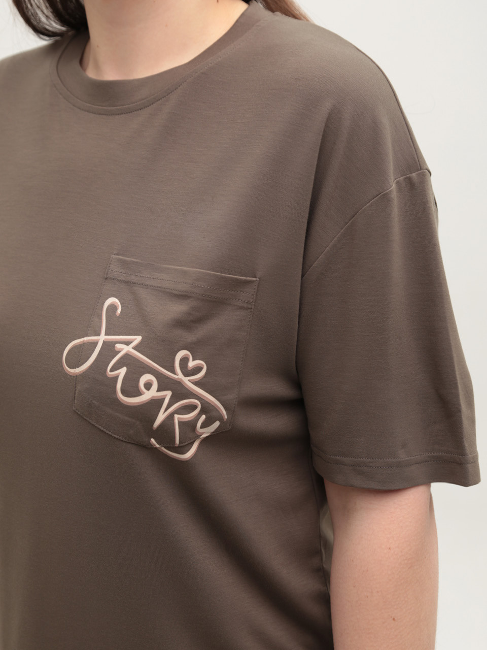 Жіноча футболка хакі тонка вільна 15-09-T