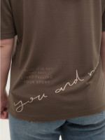 Жіноча футболка хакі тонка вільна 15-09-T