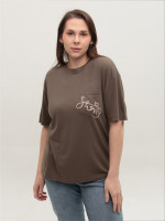 Жіноча футболка хакі тонка вільна 15-09-T