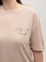 Футболка жіноча бежева тонка вільна 35-06